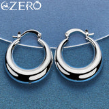 925 Silver 30mm Circle U Shape Hoop Earrings Wedding Party Jewelry