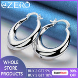 925 Silver 30mm Circle U Shape Hoop Earrings Wedding Party Jewelry