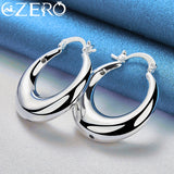 925 Silver 30mm Circle U Shape Hoop Earrings Wedding Party Jewelry