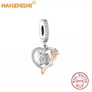 925 Silver 30th Flower Heart Pendant Necklace Anniversary Birthday Gift