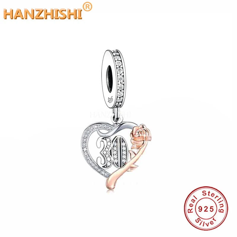 925 Silver 30th Flower Heart Pendant Necklace Anniversary Birthday Gift