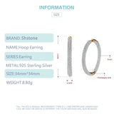 925 Silver 18K Zircon Hoop Earrings Wedding Jewelry