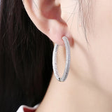 925 Silver 18K Zircon Hoop Earrings Wedding Jewelry