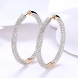 925 Silver 18K Zircon Hoop Earrings Wedding Jewelry