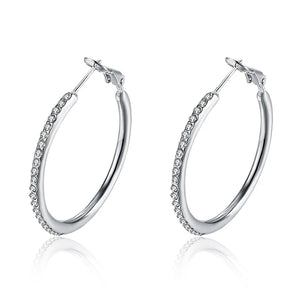 925 Silver 35MM Zircon Hoop Earring Women Gift