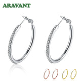 925 Silver 35MM Zircon Hoop Earring Women Gift
