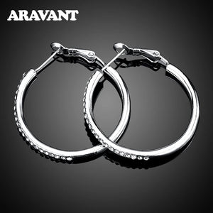 925 Silver 35MM Zircon Hoop Earring Women Gift