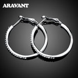 925 Silver 35MM Zircon Hoop Earring Women Gift