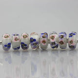 925 Silver 3D Flowers Glass Charm Bead for European Bracelet