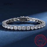 925 Silver 3EX Round 3MM 4MM 5MM VVS1 D Moissanite Tennis Bracelet