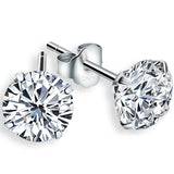 925 Sterling Silver CZ Stud Earrings 3pairs/pack