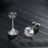 925 Sterling Silver CZ Stud Earrings 3pairs/pack
