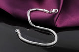925 Silver 3mm 8" Snake Chain Bracelet Women Gift Jewelry