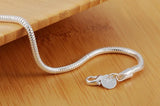 925 Silver 3mm 8" Snake Chain Bracelet Women Gift Jewelry