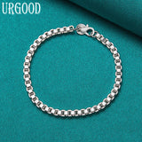 925 Silver 3mm Box Chain Bracelet For Women Men Wedding Jewelry