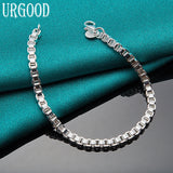 925 Silver 3mm Box Chain Bracelet For Women Men Wedding Jewelry