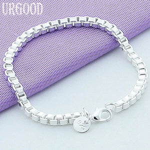 925 Silver 3mm Box Chain Bracelet For Women Men Wedding Jewelry