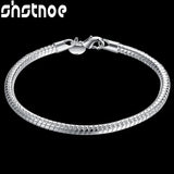 925 Silver 3mm Snake Chain Bracelet for Women Wedding Party Gift