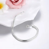 925 Silver 3mm Snake Chain Bracelet for Women Wedding Party Gift
