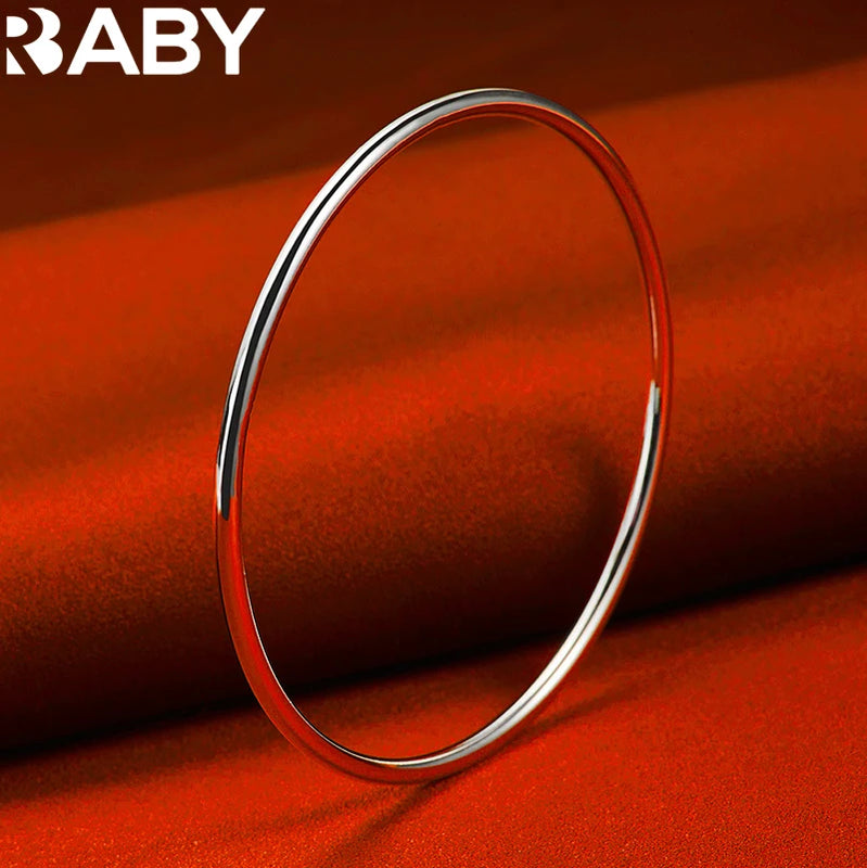 925 Silver 3mm Bracelet Bangles Woman Man Jewelry Wedding Party Accessories