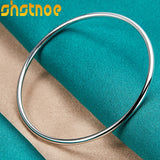 925 Sterling Silver 3mm Solid Smooth Bangles Bracelet for Men Women