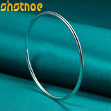 925 Sterling Silver 3mm Solid Smooth Bangles Bracelet for Men Women