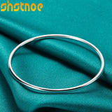 925 Sterling Silver 3mm Solid Smooth Bangles Bracelet for Men Women