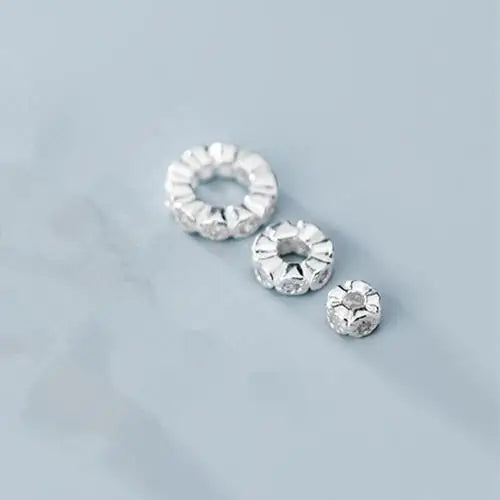 925 Sterling Silver Zircon Spacer Beads DIY Jewelry Findings