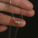 925 Silver Crystal Flower Choker Necklace Pendant 14K Plated for Women