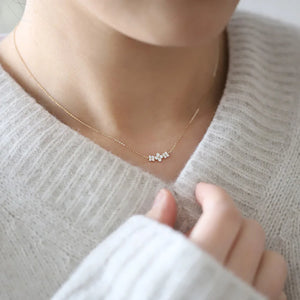 925 Silver Crystal Flower Choker Necklace Pendant 14K Plated for Women