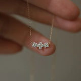 925 Silver Crystal Flower Choker Necklace Pendant 14K Plated for Women