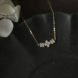925 Silver Crystal Flower Choker Necklace Pendant 14K Plated for Women