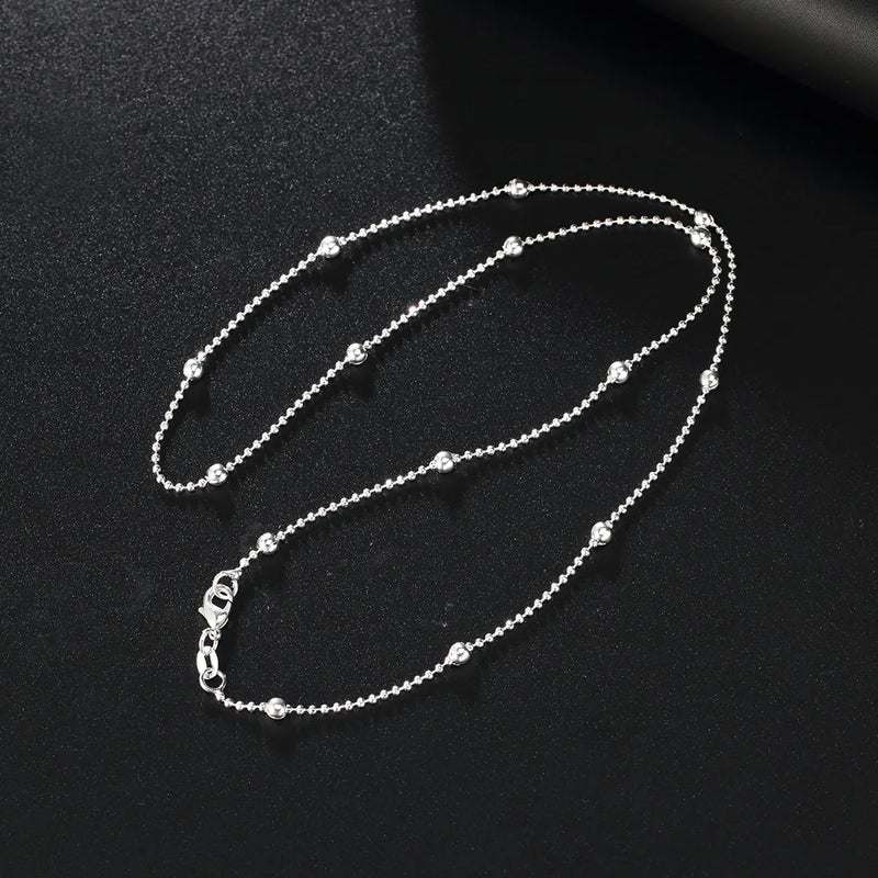 925 Silver Beads Chain Necklace for Women DC18