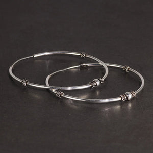 925 Sterling Silver 40mm Big Circle Hoop Earring Punk Style Round Earrings