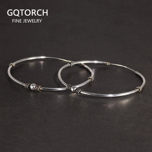 925 Sterling Silver 40mm Big Circle Hoop Earring Punk Style Round Earrings