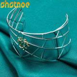 925 Sterling Silver 40mm Spider Bangle Bracelet Engagement Wedding Jewelry