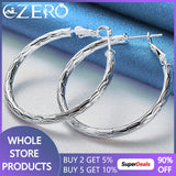 925 Sterling Silver Wave Hoop Earrings Wedding Party Jewelry