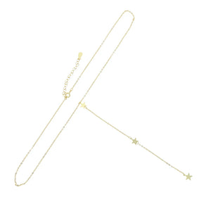 925 Silver Geometric Star Drop Charm Y Lariat Necklace