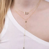 925 Silver Star Drop Charm Lariat Necklace for Women