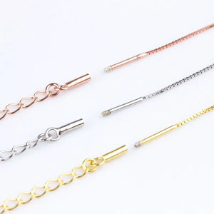925 Silver Box Chain Necklace Women DIY Jewelry 18k Clasps