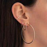 925 Sterling Silver Thin Huggie Hoop Earrings CZ Women Jewelry