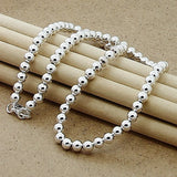 925 Sterling Silver Smooth Beads Ball Chain Necklace 4MM/6MM/8MM/10MM