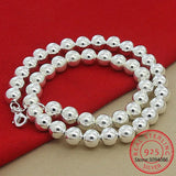 925 Sterling Silver Smooth Beads Ball Chain Necklace