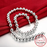 925 Sterling Silver Smooth Beads Ball Chain Necklace