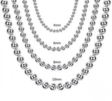 925 Sterling Silver Smooth Beads Ball Chain Necklace 4MM/6MM/8MM/10MM