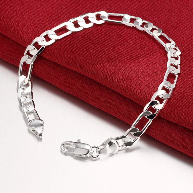 925 Silver Classic Chain Bracelet 4MM/6MM Wedding Gift
