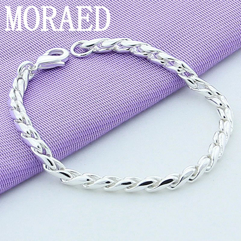 925 Sterling Silver 4MM Rope Chain Bracelet For Women Men Jewelry