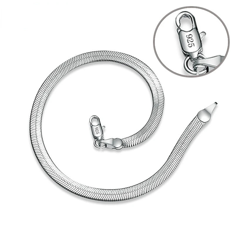 925 Silver 4MM Snake Chain Bracelet Woman Men Charm Gift