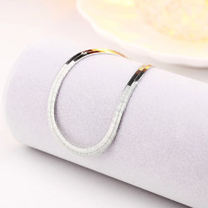 925 Silver 4MM Snake Chain Bracelet Woman Men Charm Gift