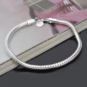 925 Silver 4MM Snake Chain Bracelet Women